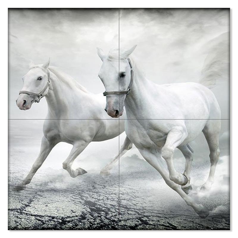 Quadro moderno grande su tela WALL 2x2 m ANIMALI CAVALLI BIANCHI, set 4 pz tele 1x1 m per soggiorno camera da letto del brand Lupia, categoria: Arredo e decorazioni > Quadri e Tele > Grandi Quadri, disponibile su Vorreishop.