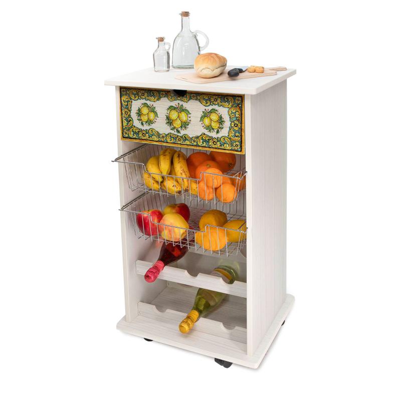 Carrello cucina salvaspazio legno NEW Portafrutta multiuso misure 47x39 Altezza 85 cm SHABBY LEMON del brand Lupia, categoria: Tavola e cucina > Carrelli e Cesti > Carrelli portafrutta multiuso.