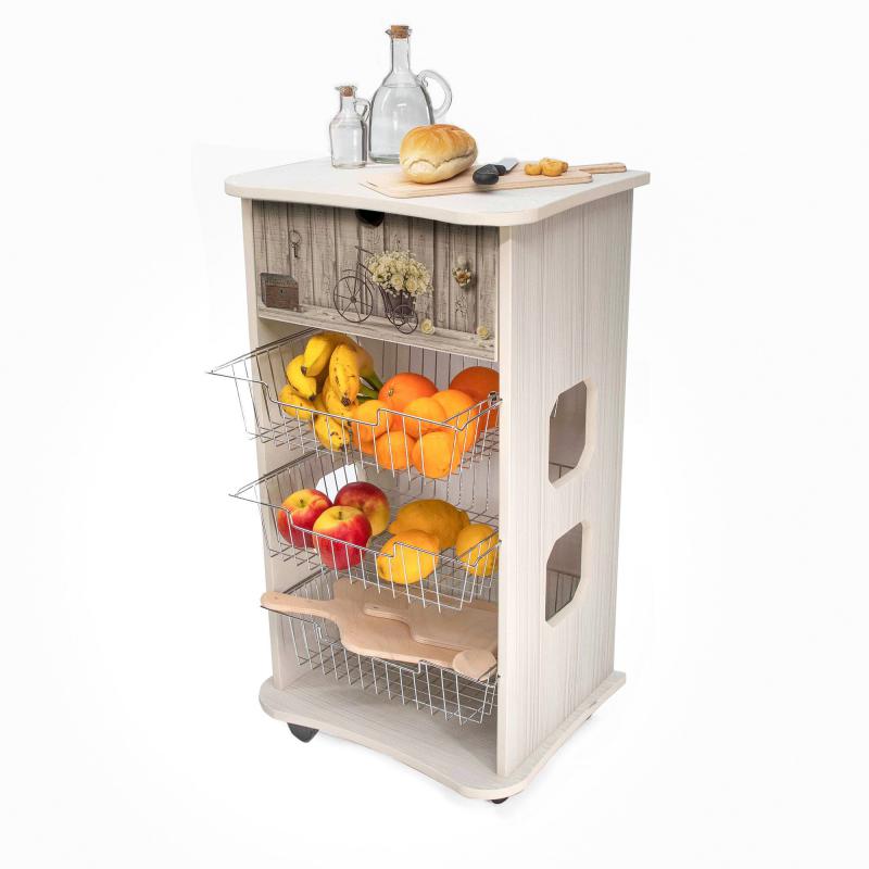 Carrello cucina salvaspazio legno Portafrutta multiuso misure 47x39 Altezza 85 cm Stile Shabby - Yellow Roses del brand Lupia, categoria: Tavola e cucina > Carrelli e Cesti > Carrelli portafrutta multiuso.