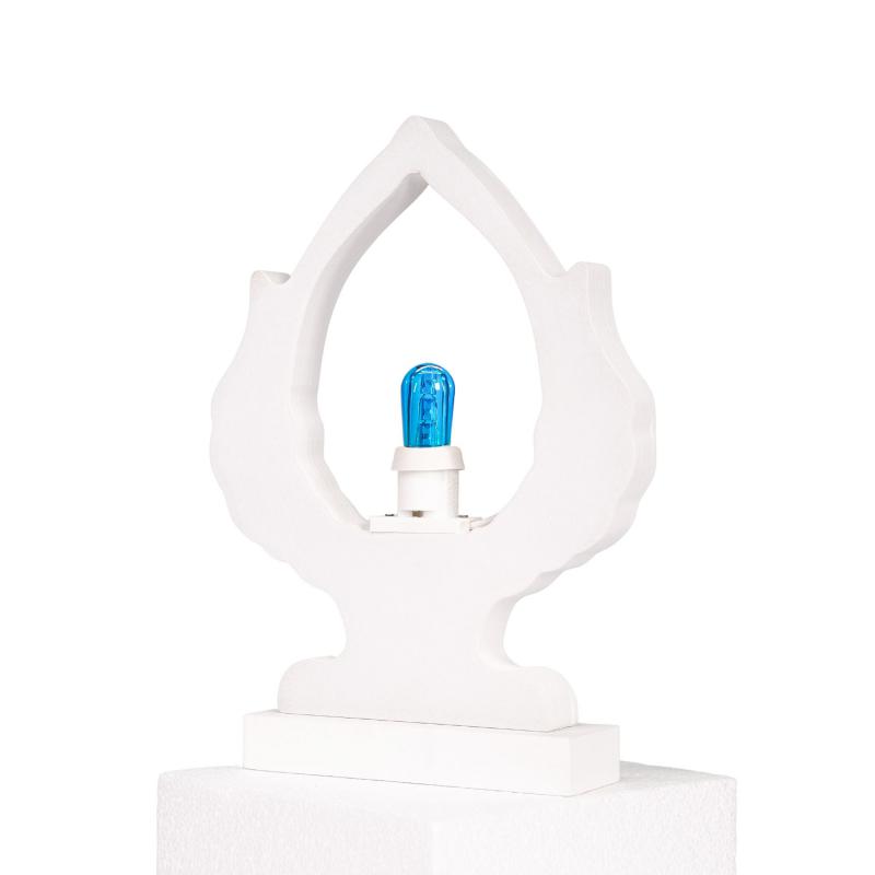 Lampada da tavolo in legno PUMO SALENTINO 21x21 cm LUMINARIA d'arredo pugliese - Lampadina Blu del brand Lupia, categoria: Artigianato salentino > Luminarie Salentine > Luminaria, disponibile su Vorreishop.