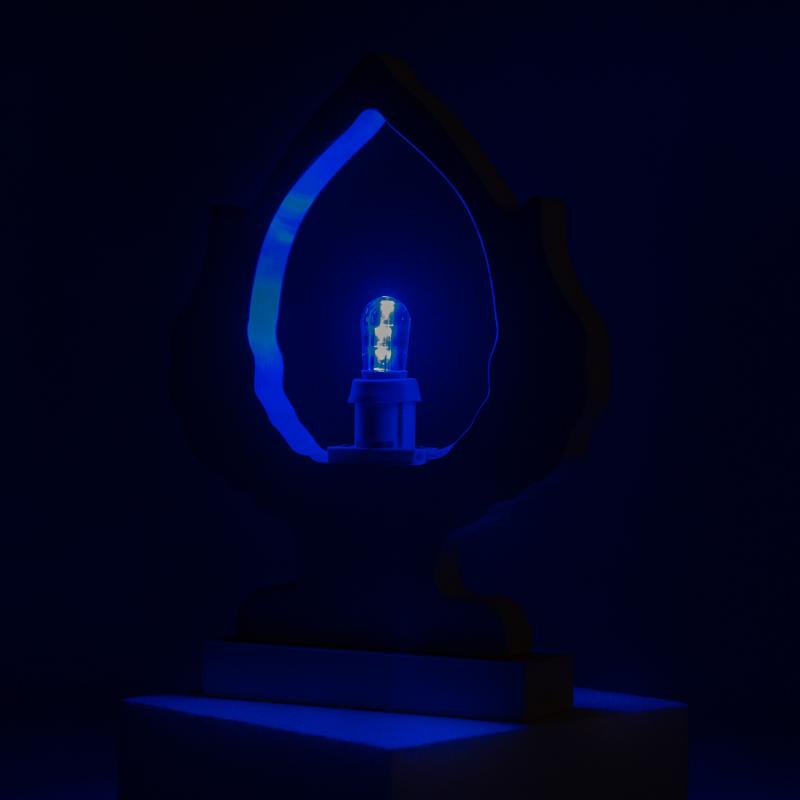 Lampada da tavolo in legno PUMO SALENTINO 21x21 cm LUMINARIA d'arredo pugliese - Lampadina Blu del brand Lupia, categoria: Artigianato salentino > Luminarie Salentine > Luminaria.