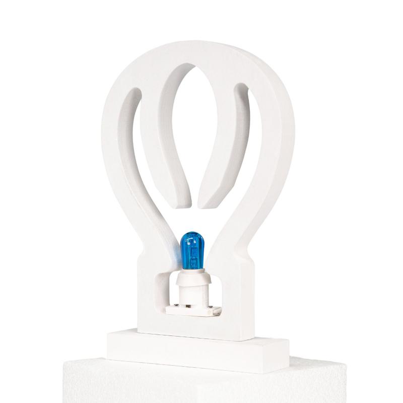 Lampada da tavolo o parete in legno MONGOLFIERA 15,5x2xH23 cm LUMINARIA d'arredo pugliese  - Lampadina Blu del brand Lupia, categoria: Artigianato salentino > Luminarie Salentine > Luminaria.
