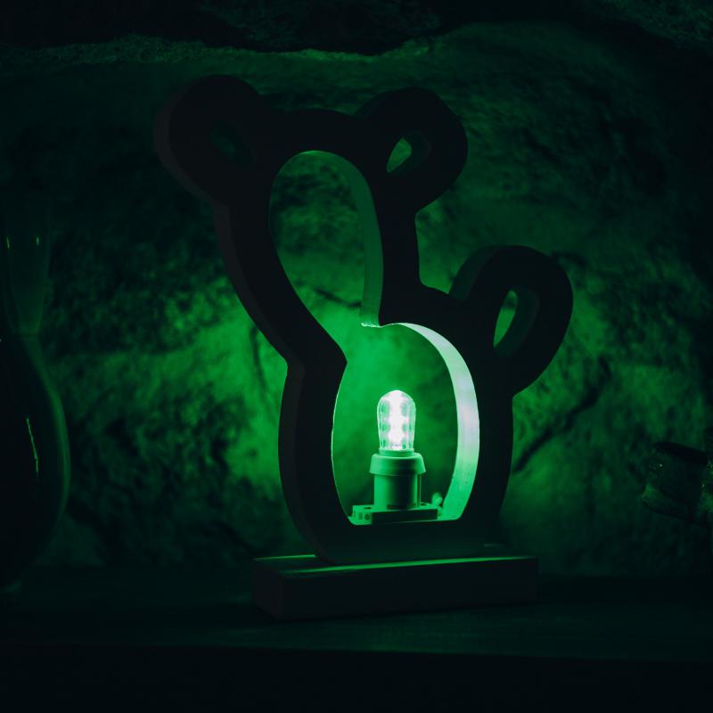 Lampada da tavolo in legno FICO O CACTUS 21x21 cm LUMINARIA d'arredo pugliese - Lampadina Blu del brand Lupia, categoria: Artigianato salentino > Luminarie Salentine > Luminaria.
