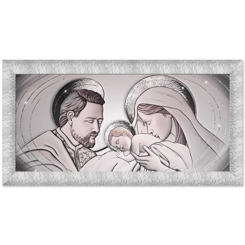 Quadro moderno Sacra Famiglia cornice PRINCE 63x133 cm THE KISS CERAMIC GREY SILVER del brand Lupia, categoria: Arredo e decorazioni > Quadri e Tele > Riproduzioni sacre, disponibile su Vorreishop.
