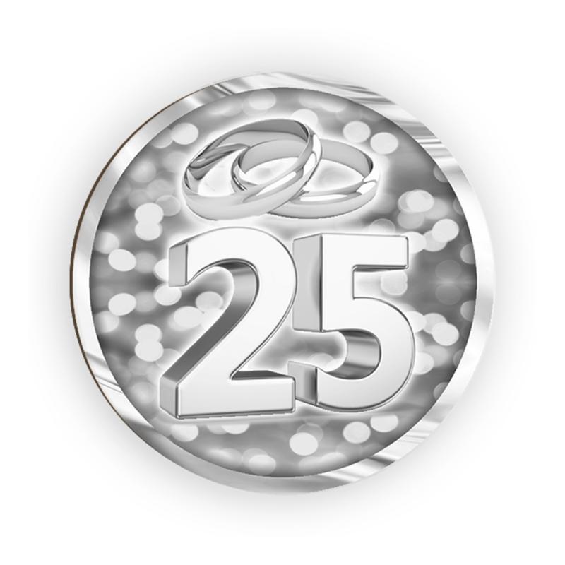 Calamita, MAGNETI in Legno Set da 24 PEZZI D.4,5 cm 25 MATRIMONIO SILVER, segnaposto bomboniera confettata pensierino anniversario anni del brand Lupia, categoria: Idee regalo e bomboniere > Oggettistica > Magneti, disponibile su Vorreishop.