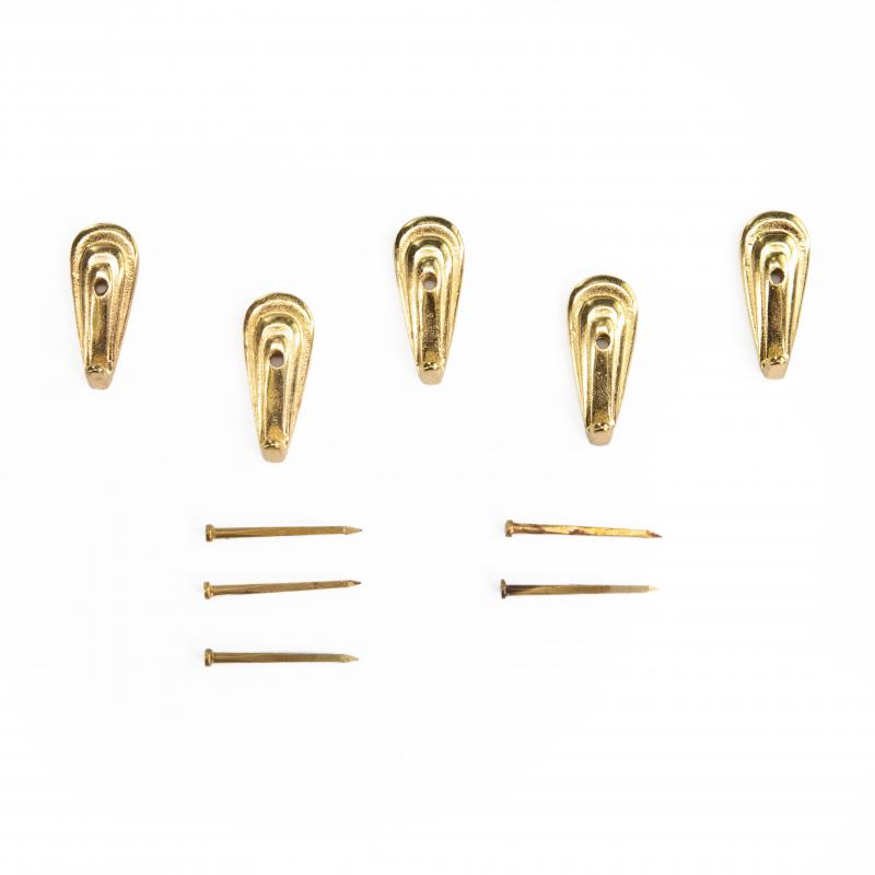 Kit 5 Ganci Per Quadro, appendino Specchiera, gancetti Cornice portafoto, serie ORO PERLA 2,7x1,1 cm con chiodi del brand Lupia, categoria: Bricolage e fai da te > Belle arti > Ganci per quadri e specchi, disponibile su Vorreishop.