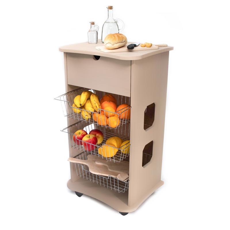 Carrello cucina salvaspazio legno Portafrutta multiuso misure 47x39 Altezza 85 cm colore VINTAGE del brand Lupia, categoria: Tavola e cucina > Carrelli e Cesti > Carrelli portafrutta multiuso, disponibile su Vorreishop.