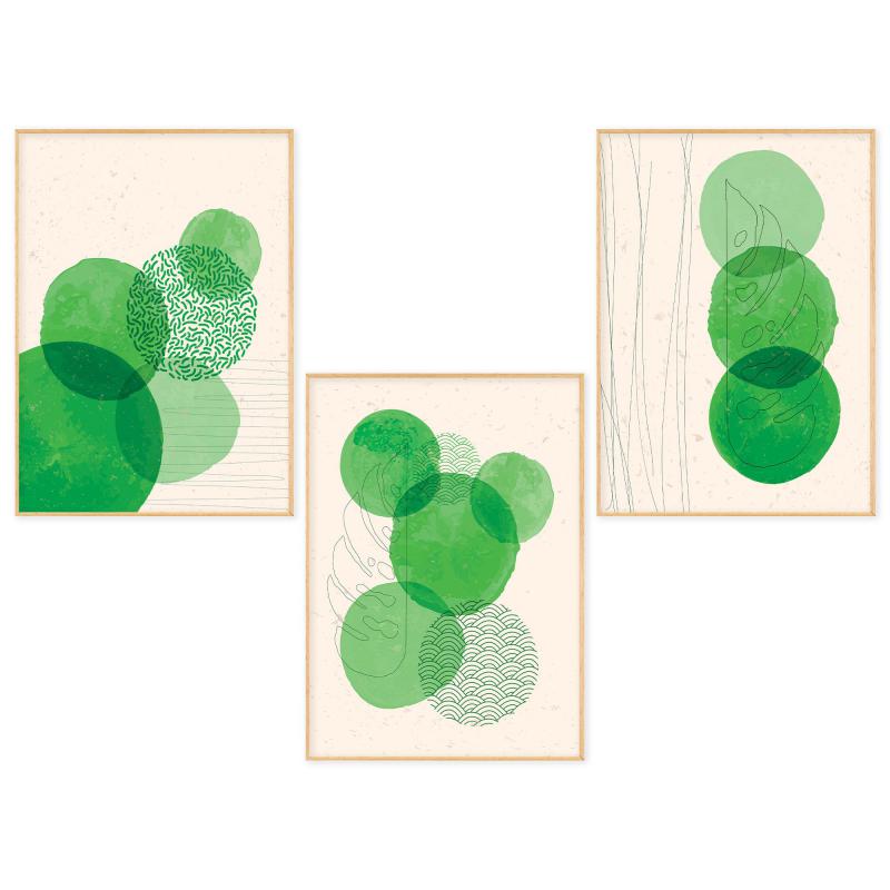 Set con 3 POSTER Quadri moderni GREEN BUBBLES A3 29,7x42 ART PRINTS METAL finitura metallizzata soggiorno camera da letto, astratti SENZA CORNICE del brand Lupia, categoria: Arredo e decorazioni > Poster > Poster Art Prints Metal, disponibile su Vorreishop.