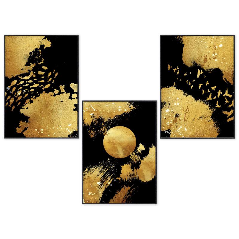 Set con 3 POSTER Quadri moderni GOLD NATURE A3 29,7x42 ART PRINTS METAL finitura metallizzata per soggiorno camera da letto, astratti SENZA CORNICE del brand Lupia, categoria: Arredo e decorazioni > Poster > Poster Art Prints Metal, disponibile su Vorreishop.