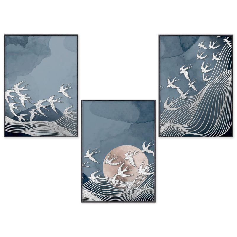 Set con 3 POSTER Quadri moderni SWALLOW FLIGHT A3 29,7x42 ART PRINTS METAL finitura metallizzata soggiorno camera da letto, astratti SENZA CORNICE del brand Lupia, categoria: Arredo e decorazioni > Poster > Poster Art Prints Metal, disponibile su Vorreishop.