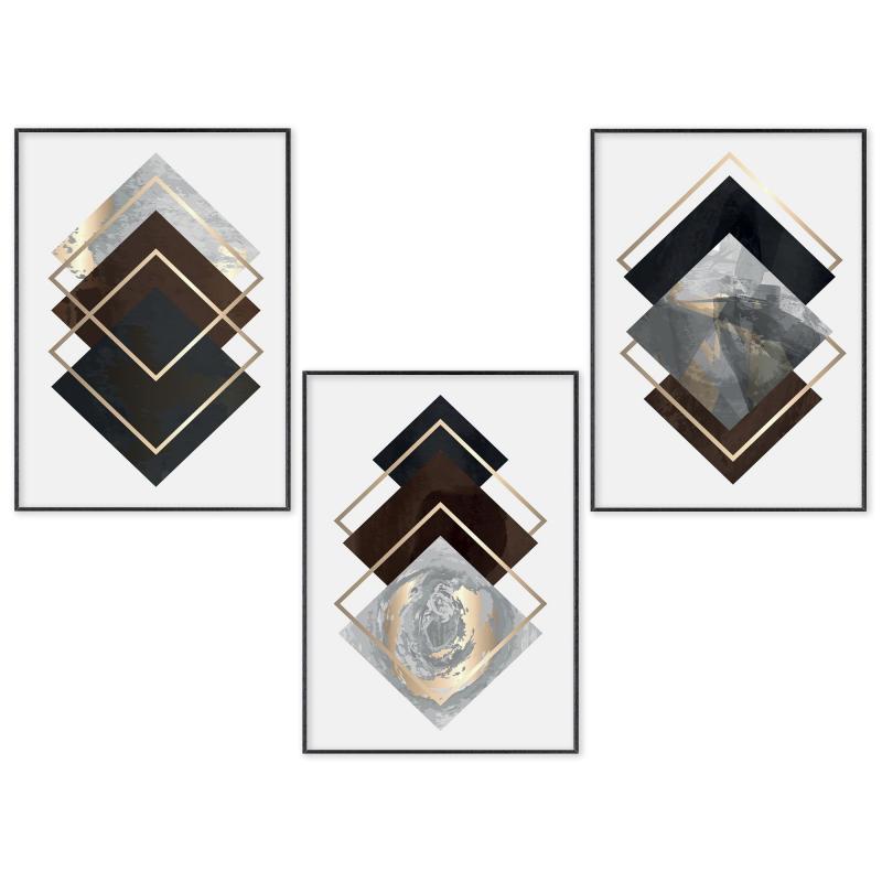 Set con 3 POSTER Quadri moderni GEOMETRIES 2 A3 29,7x42 ART PRINTS METAL finitura metallizzata soggiorno camera da letto, astratti SENZA CORNICE del brand Lupia, categoria: Arredo e decorazioni > Poster > Poster Art Prints Metal, disponibile su Vorreishop.