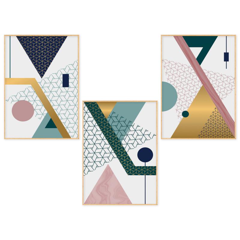 Set con 3 POSTER Quadri moderni GEOMETRIES 3 A3 29,7x42 ART PRINTS METAL finitura metallizzata per soggiorno camera da letto, astratti SENZA CORNICE del brand Lupia, categoria: Arredo e decorazioni > Poster > Poster Art Prints Metal, disponibile su Vorreishop.