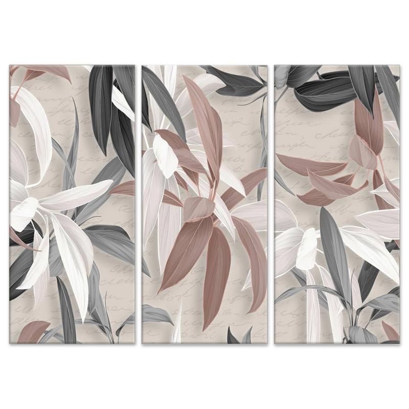 Quadro Moderno 3 pezzi stampa su tela GRANDE QUADRO 122x180 cm LEAVES MIX, foglie astratte per soggiorno, capezzale camera da letto, ufficio del brand Lupia, categoria: Arredo e decorazioni > Quadri e Tele > Grandi Quadri, disponibile su Vorreishop.