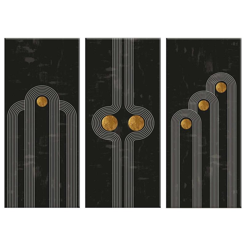 Quadro Moderno 3 pezzi stampa su tela GRANDE QUADRO 122x180 cm SIMPLE SHAPES, geometrico astratto nero per soggiorno, capezzale camera da letto, ufficio del brand Lupia, categoria: Arredo e decorazioni > Quadri e Tele > Grandi Quadri, disponibile su Vorreishop.