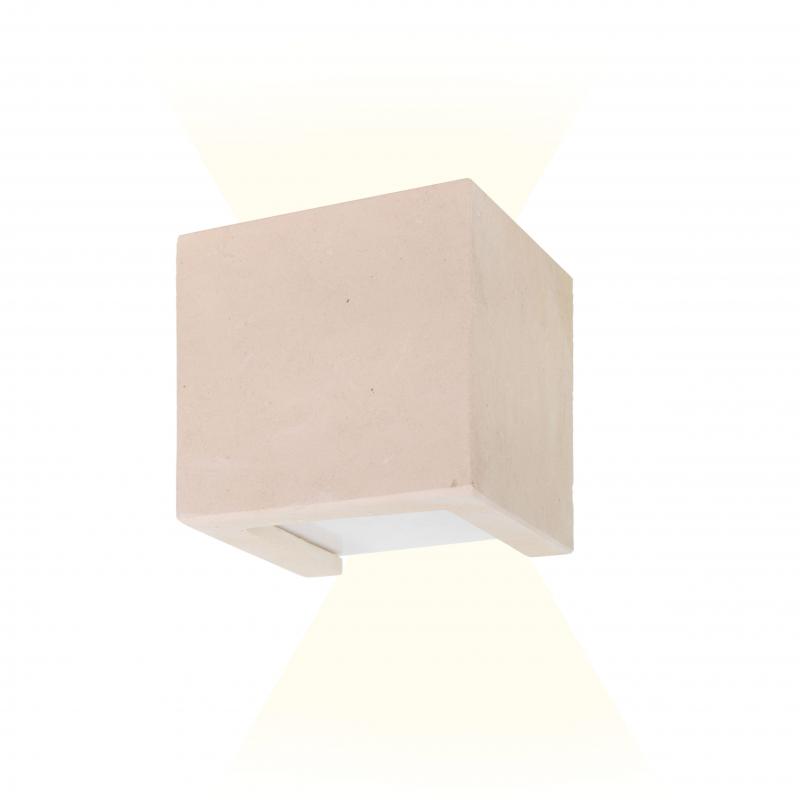 Applique da parete moderna per interno in Pietra Leccese CUBO 14,5x14,5xH15cm per soggiorno, cucina, bagno, camera da letto del brand Lupia, categoria: Artigianato salentino > Pietra leccese e carparo > Lampade e Orologi, disponibile su Vorreishop.