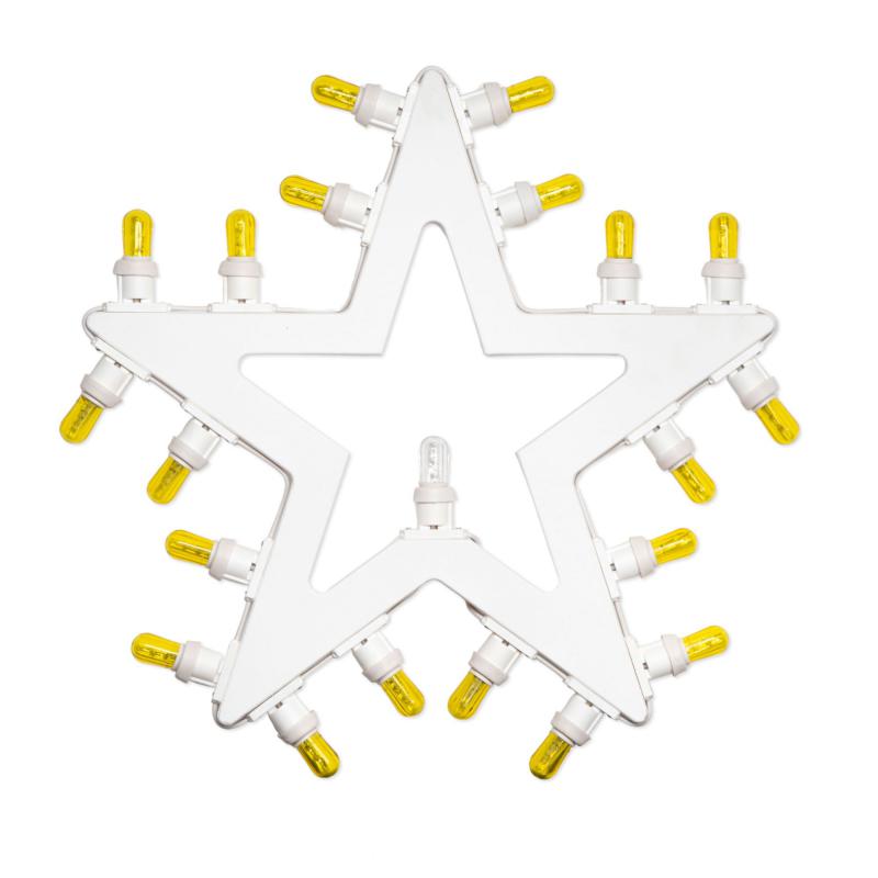 Lampada da parete in Legno STELLA DI NATALE 44x42 cm LUMINARIA d'arredo pugliese 21 lampadine colorate del brand Lupia, categoria: Artigianato salentino > Luminarie Salentine > Luminaria, disponibile su Vorreishop.