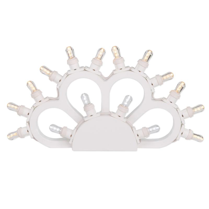 Lampada da tavolo in Legno MARGHERITA BIANCA mezzo rosone 46x26 cm LUMINARIA d'arredo pugliese 16 lampadine bianche calde e fredde del brand Lupia, categoria: Artigianato salentino > Luminarie Salentine > Luminaria, disponibile su Vorreishop.