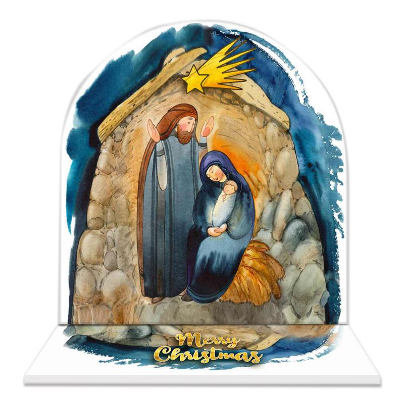 Decorazione natalizia PRESEPE Sacra Famiglia di Natale da tavolo 19x11xH21 cm in legno con stampa del brand Lupia, categoria: Idee regalo e bomboniere > Oggettistica > Natale, disponibile su Vorreishop.