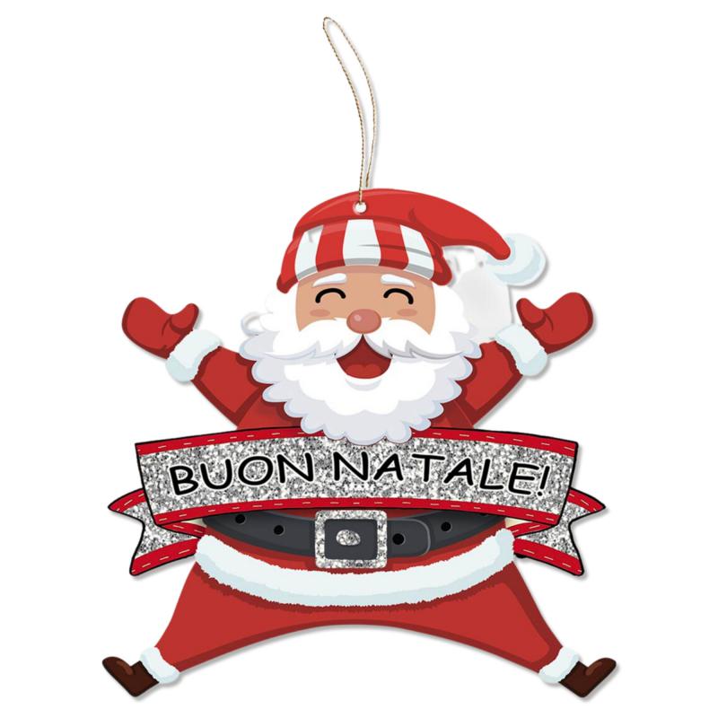 Decorazione natalizia BABBO NATALE Silver da parete o albero, ghirlanda di natale in legno con stampa - 20x20 cm del brand Lupia, categoria: Idee regalo e bomboniere > Oggettistica > Natale, disponibile su Vorreishop.