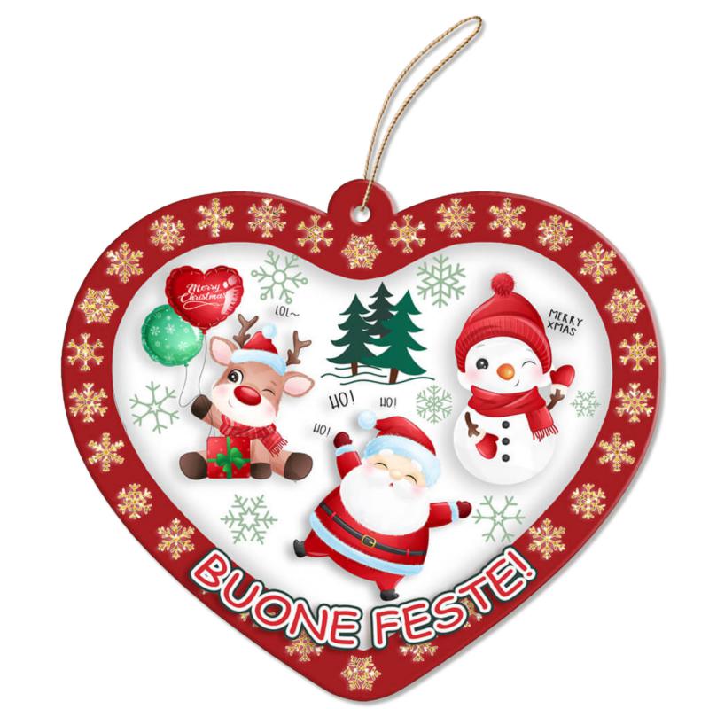 Decorazione natalizia CUORE Buone Feste! da parete o albero, ghirlanda di natale in legno con stampa - 31x31 cm del brand Lupia, categoria: Idee regalo e bomboniere > Oggettistica > Natale, disponibile su Vorreishop.