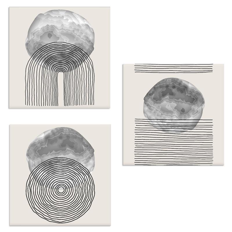 Set 3 pezzi Quadri su tela con linee astratte Canvas World 57x57 cm LINES per soggiorno, capezzale camera da letto, cucina, ufficio del brand Lupia, categoria: Arredo e decorazioni > Quadri e Tele > Quadri a pannelli, disponibile su Vorreishop.