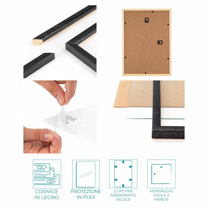 Cornice per PUZZLE Nera da parete in legno Optical Black con diverse dimensioni - 97,5x66,8 cm del brand Lupia, categoria: Arredo e decorazioni > Cornici e Portafoto > Cornici per Puzzle.