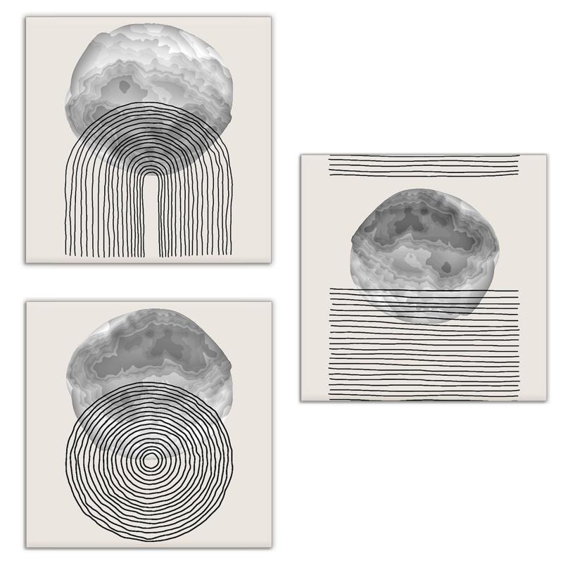 Set 3 pezzi Quadri su tela geometrico astratto grigio Canvas Day 38x38 cm LINES per soggiorno, capezzale camera da letto, cucina, ufficio del brand Lupia, categoria: Arredo e decorazioni > Quadri e Tele > Quadri su tela, disponibile su Vorreishop.