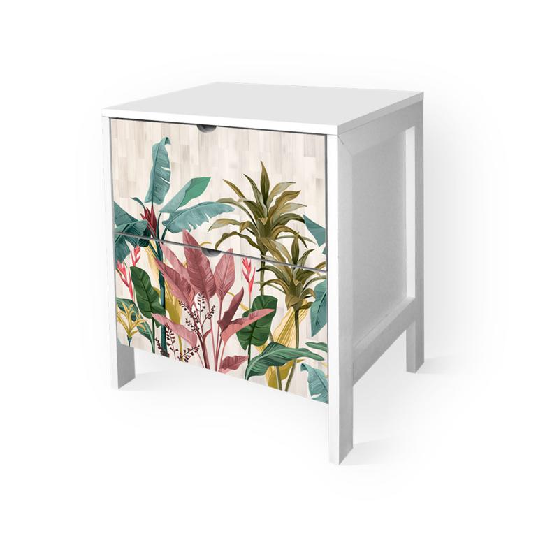 Cassettiera comodino MOBILE ITALY Bianco BANANA LEAVES BEIGE con 2 CASSETTI in legno 39x29xH45 cm organizer decorato con stampa del brand Lupia, categoria: Complementi d'arredo > Mobili, Cassettiere, Bauletti > Mobili, Cassettiere, disponibile su Vorreishop.