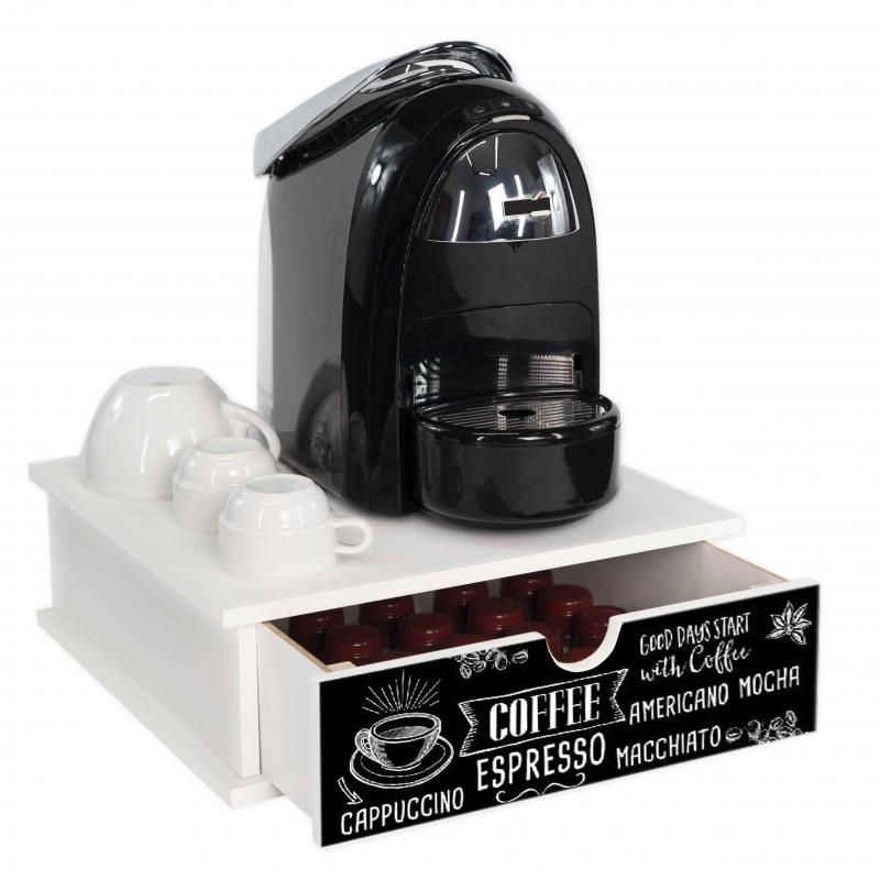 Contenitore Porta Capsule e Cialde caffÃ¨ Cassetto ORGANIZER White BLACKBOARD COFFEE 33x33 cm in legno del brand Lupia, categoria: Collezioni > BLACKBOARD Caffe' stile Lavagna > BLACKBOARD Caffe' stile lavagna, disponibile su Vorreishop.