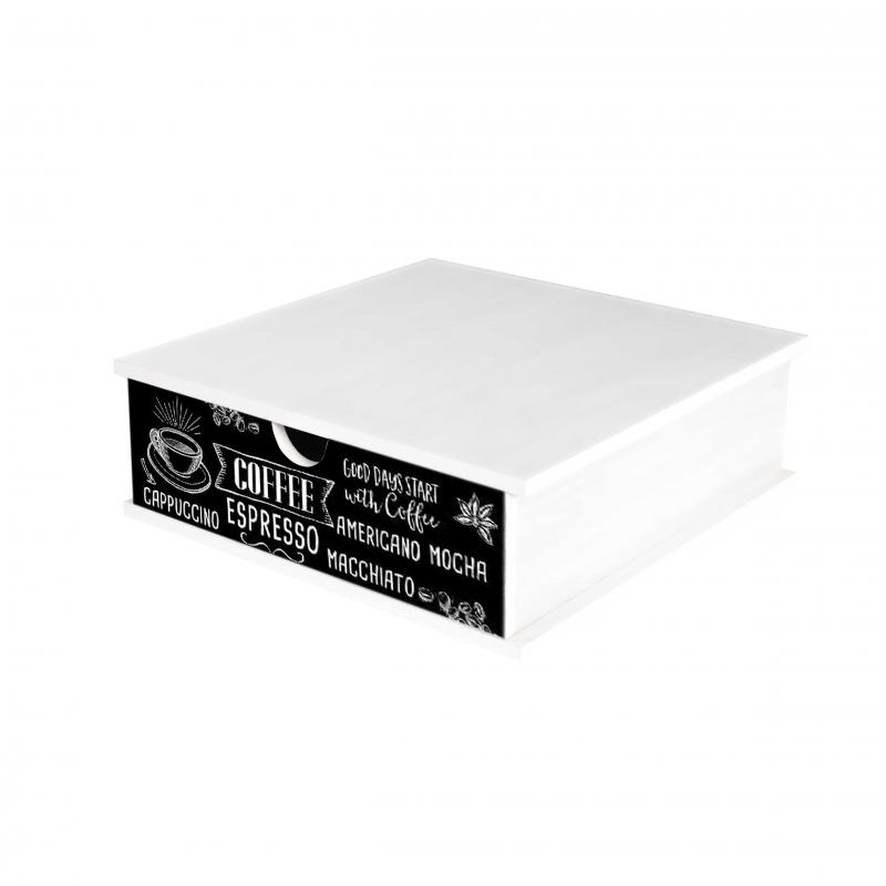 Contenitore Porta Capsule e Cialde caffÃ¨ Cassetto ORGANIZER White BLACKBOARD COFFEE 33x33 cm in legno del brand Lupia, categoria: Collezioni > BLACKBOARD Caffe' stile Lavagna > BLACKBOARD Caffe' stile lavagna.