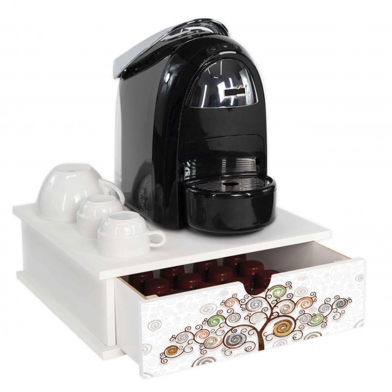 Contenitore Porta Capsule e Cialde caffÃ¨ Cassetto ORGANIZER White TREE WHITE 33x33 cm in legno Albero della vita del brand Lupia, categoria: Collezioni > TREE stile Albero della Vita > TREE stile Albero della Vita, disponibile su Vorreishop.