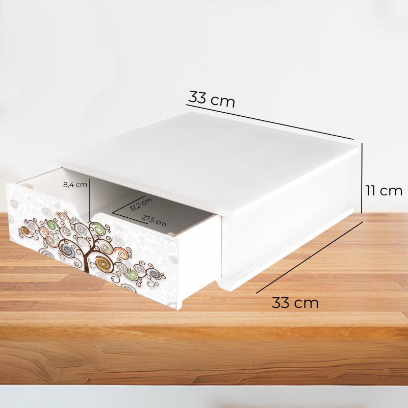 Contenitore Porta Capsule e Cialde caffÃ¨ Cassetto ORGANIZER White TREE WHITE 33x33 cm in legno Albero della vita del brand Lupia, categoria: Collezioni > TREE stile Albero della Vita > TREE stile Albero della Vita.