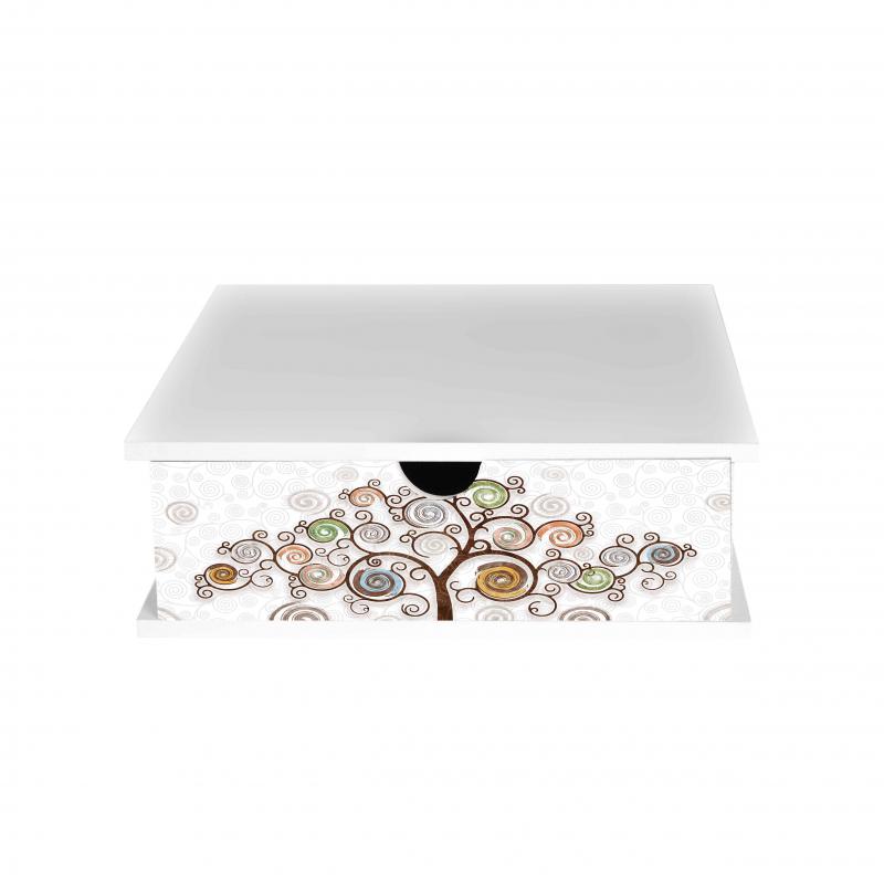 Contenitore Porta Capsule e Cialde caffÃ¨ Cassetto ORGANIZER White TREE WHITE 33x33 cm in legno Albero della vita del brand Lupia, categoria: Collezioni > TREE stile Albero della Vita > TREE stile Albero della Vita.