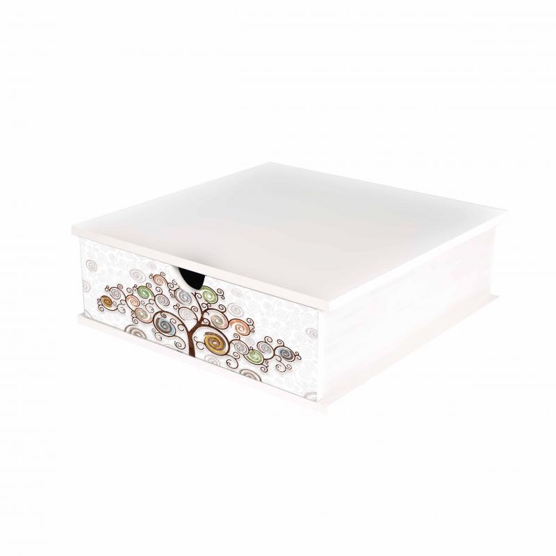 Contenitore Porta Capsule e Cialde caffÃ¨ Cassetto ORGANIZER White TREE WHITE 33x33 cm in legno Albero della vita del brand Lupia, categoria: Collezioni > TREE stile Albero della Vita > TREE stile Albero della Vita.