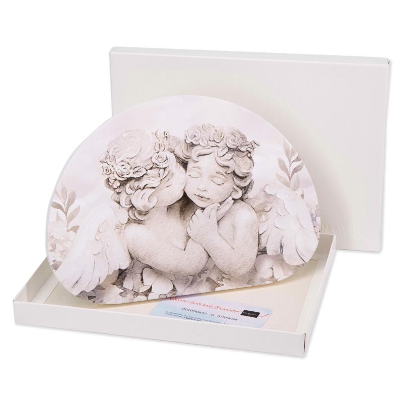 Bomboniera con Scatola bianca Quadretto in legno MEMORY ANGELS IN FLOWER 15x21 cm, idea regalo per Matrimonio Cresima Comunione Battesimo Anniversario Compleanno del brand Lupia, categoria: Idee regalo e bomboniere > Bomboniere > Bomboniere Quadretti, disponibile su Vorreishop.