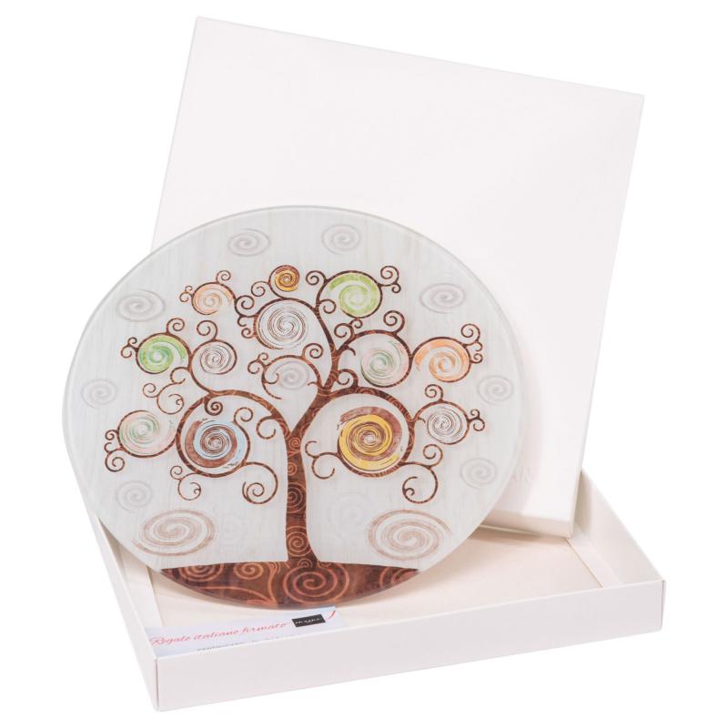 Bomboniera con Scatola bianca SOTTOPENTOLA in vetro temperato stampato TREE Albero della Vita diam. 21 cm idea regalo per Matrimonio Cresima Comunione Battesimo Anniversario Compleanno del brand Lupia, categoria: Idee regalo e bomboniere > Bomboniere > Bomboniere Sottopentola decorativi, disponibile su Vorreishop.