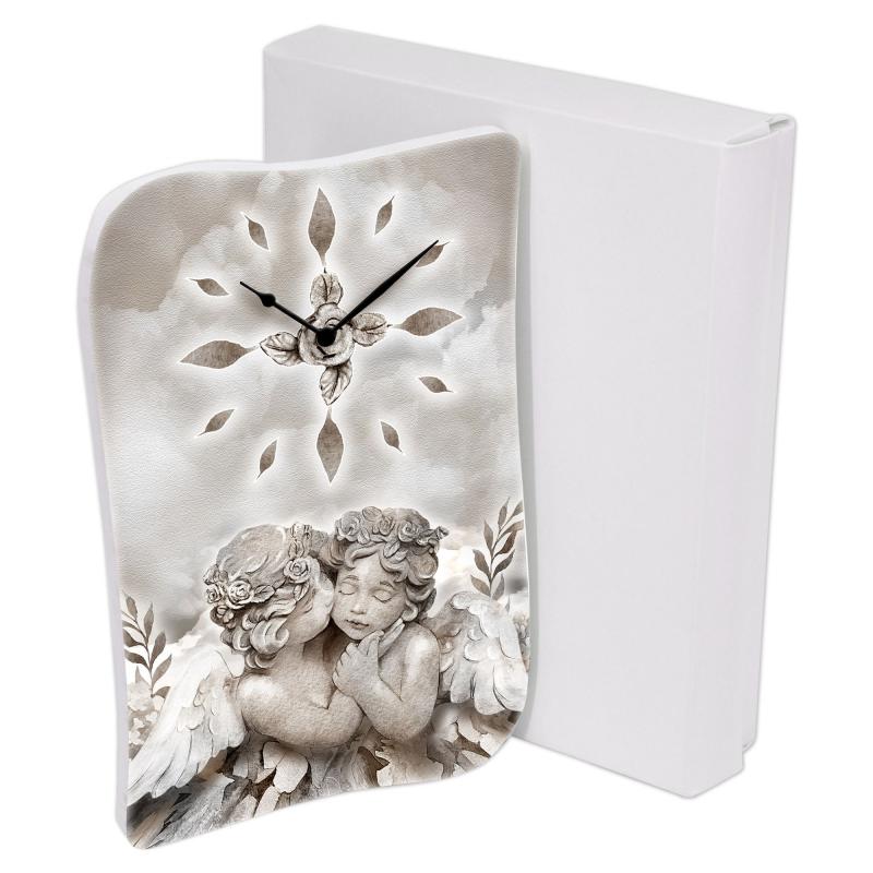 Bomboniera con Scatola bianca OROLOGIO GEA da parete o tavolo in legno stampato ANGELS IN FLOWERS 15x21 cm idea regalo per Matrimonio Cresima Comunione Battesimo Anniversario Compleanno del brand Lupia, categoria: Idee regalo e bomboniere > Bomboniere > Bomboniere Orologi, disponibile su Vorreishop.