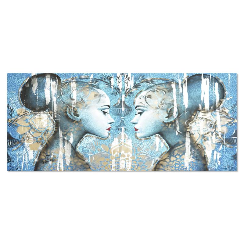 Lupia - Quadro Moderno BRILLANT con Glitter PROFILI | Stampa su Tela Poliestere | Decorazione Artigianale Italiana, Arte da Parete per Soggiorno e Ufficio | 65x149 cm, telaio Legno del brand Lupia, categoria: Arredo e decorazioni > Quadri e Tele > Quadri su tela, disponibile su Vorreishop.