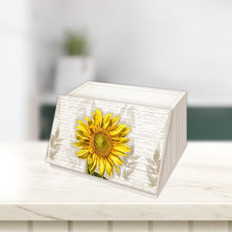 Portapane, Contenitore per Cibo Secco con decoro GIRASOLE in legno SHABBY 30x40x20 cm del brand Lupia, categoria: Tavola e cucina > Portapane, Contenitori e Organizer > Portapane.