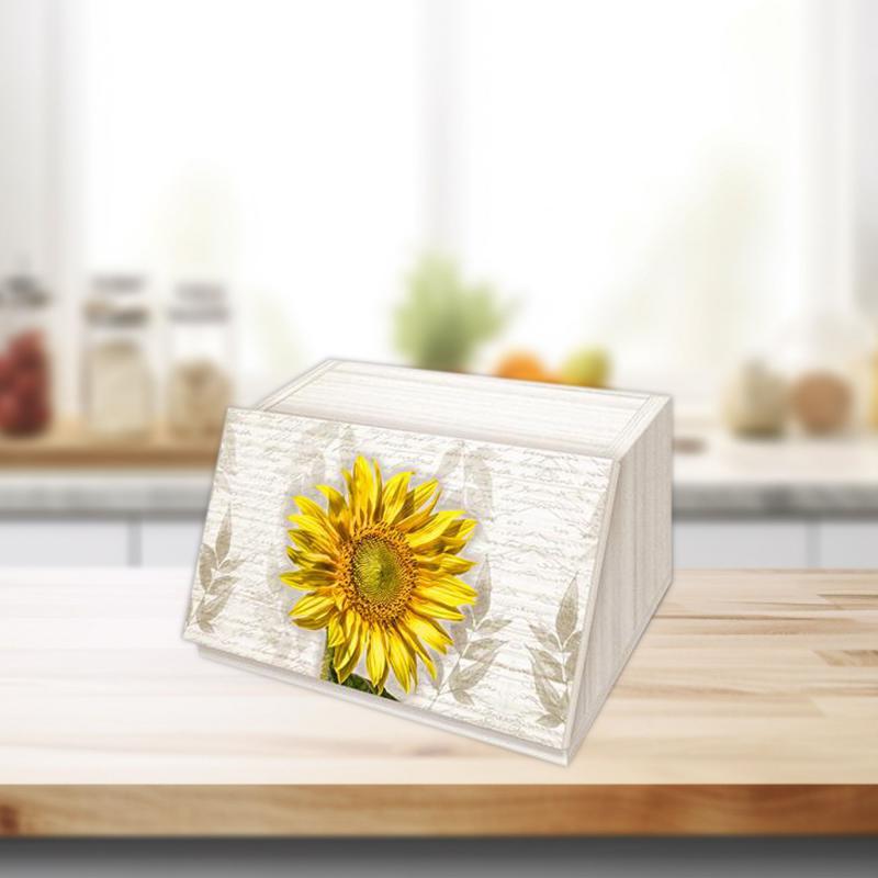 Portapane, Contenitore per Cibo Secco con decoro GIRASOLE in legno SHABBY 30x40x20 cm del brand Lupia, categoria: Tavola e cucina > Portapane, Contenitori e Organizer > Portapane.