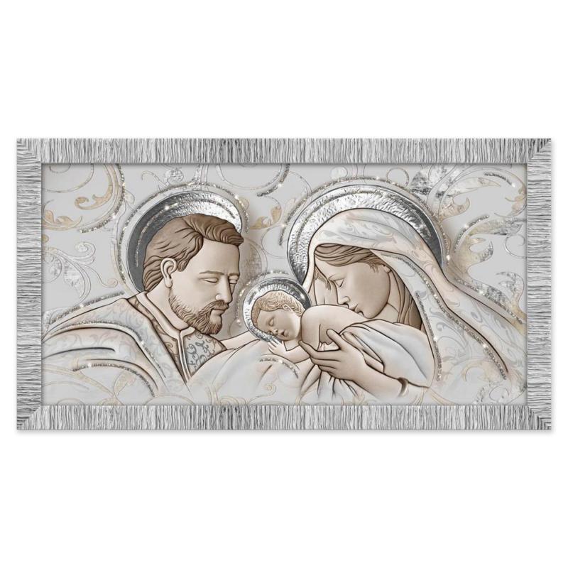 Quadro con cornice Sacra Famiglia Giovy Bianca Argento 60x110 cm THE KISS CERAMIC MIX Glitter del brand Lupia, categoria: Arredo e decorazioni > Quadri e Tele > Quadri con cornice, disponibile su Vorreishop.