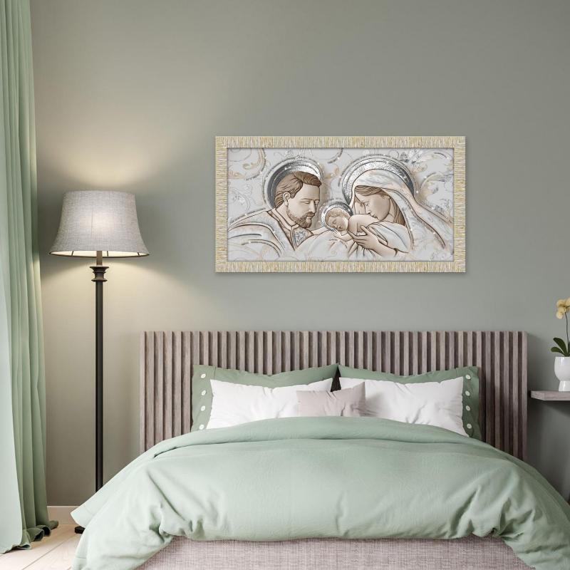 Quadro con cornice Sacra Famiglia Giovy Bianca Oro 60x110 cm THE KISS CERAMIC MIX Glitter del brand Lupia, categoria: Arredo e decorazioni > Quadri e Tele > Quadri con cornice.