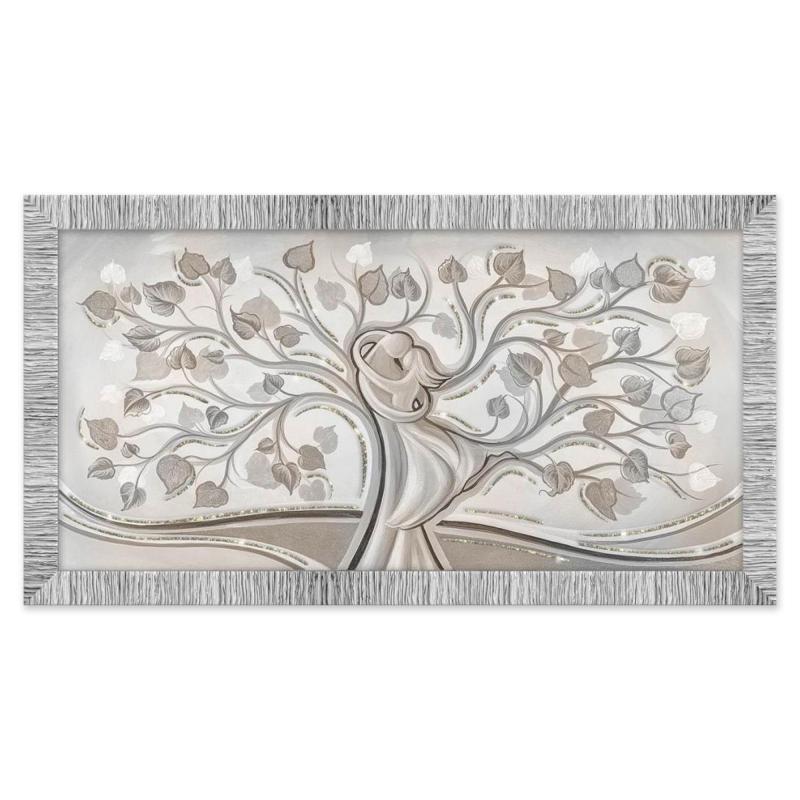 Quadro Moderno Camera da letto con cornice GIOVY Bianca Argento ALBERO ABBRACCIO MIX 60x110 cm, amore e famiglia con Glitter, per soggiorno del brand Lupia, categoria: Arredo e decorazioni > Quadri e Tele > Quadri su Legno, disponibile su Vorreishop.