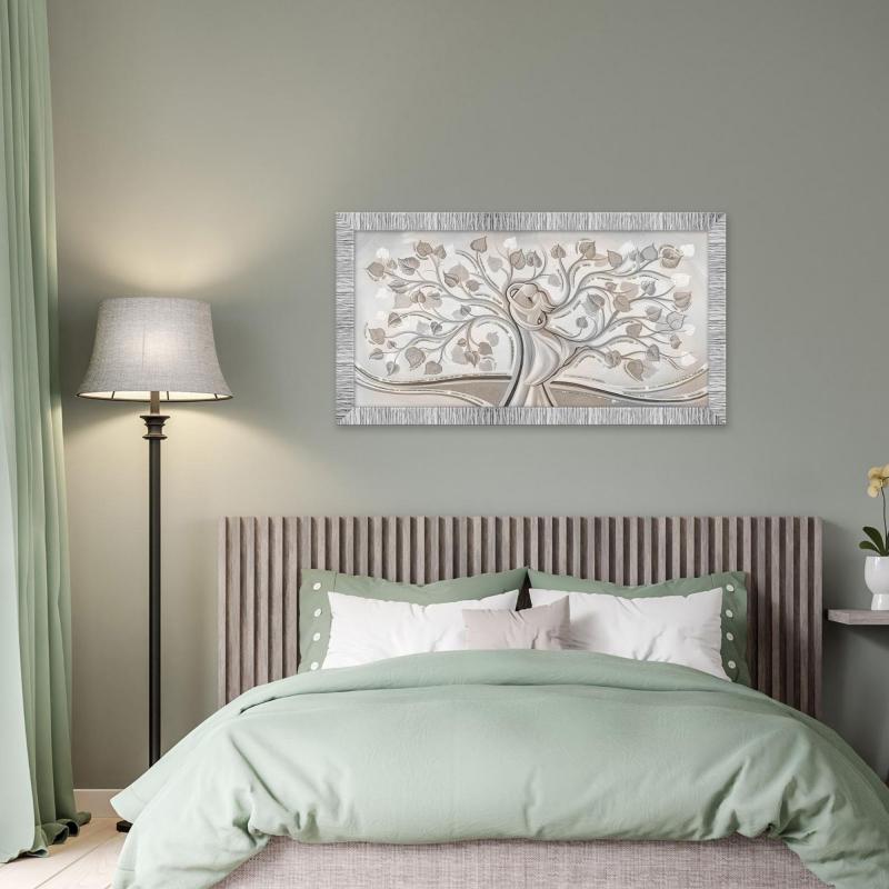 Quadro Moderno Camera da letto con cornice GIOVY Bianca Argento ALBERO ABBRACCIO MIX 60x110 cm, amore e famiglia con Glitter, per soggiorno del brand Lupia, categoria: Arredo e decorazioni > Quadri e Tele > Quadri su Legno.