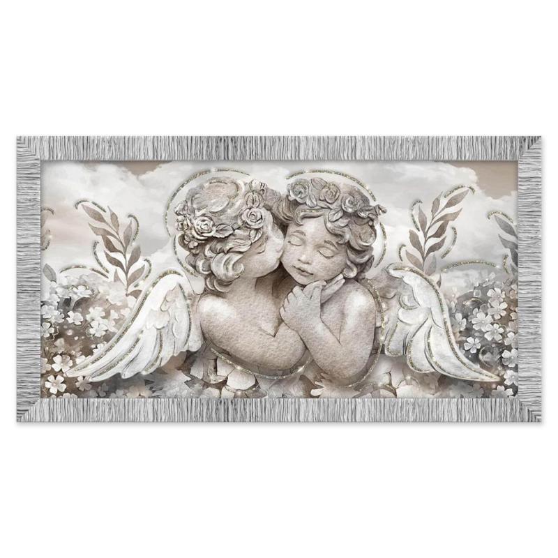 Quadro Moderno Camera da letto con cornice GIOVY Bianca Argento ANGELS IN FLOWERS MIX 60x110 cm con Glitter del brand Lupia, categoria: Arredo e decorazioni > Quadri e Tele > Quadri con cornice, disponibile su Vorreishop.