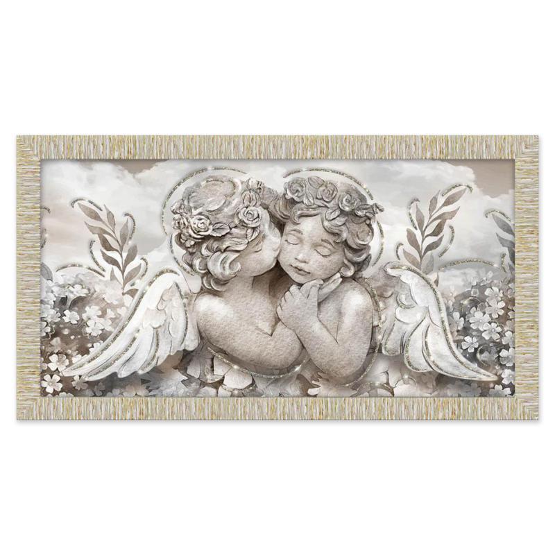 Quadro Moderno Camera da letto con cornice GIOVY Bianca Oro ANGELS IN FLOWERS MIX 60x110 cm con Glitter del brand Lupia, categoria: Arredo e decorazioni > Quadri e Tele > Quadri con cornice, disponibile su Vorreishop.