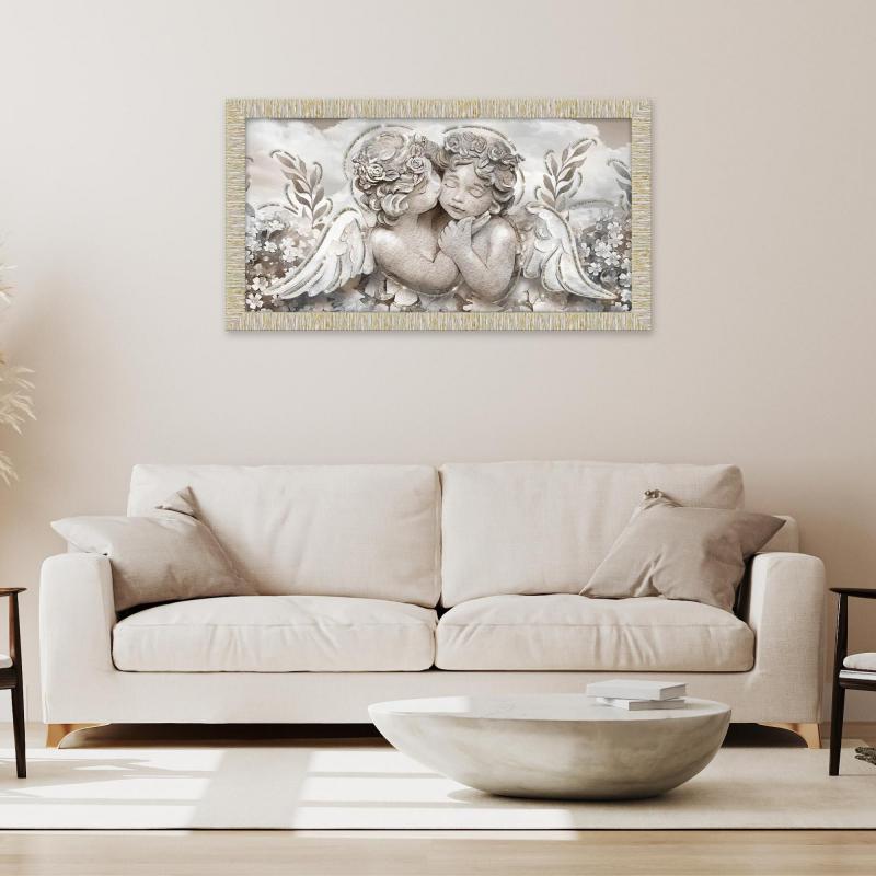 Quadro Moderno Camera da letto con cornice GIOVY Bianca Oro ANGELS IN FLOWERS MIX 60x110 cm con Glitter del brand Lupia, categoria: Arredo e decorazioni > Quadri e Tele > Quadri con cornice.