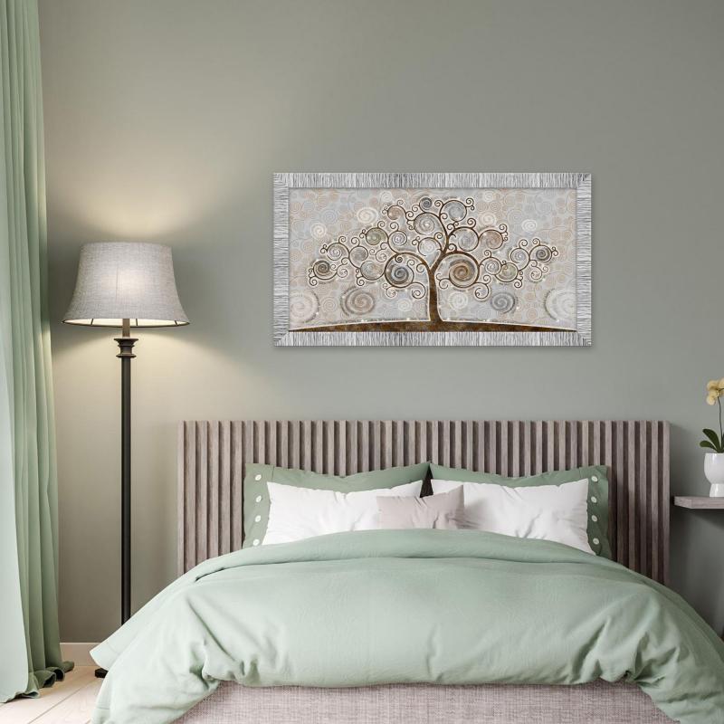 Quadro Moderno Camera da letto soggiorno con cornice GIOVY Bianca Argento TREE MIX 60x110 cm con Glitter tema Albero della Vita del brand Lupia, categoria: Arredo e decorazioni > Quadri e Tele > Quadri con Glitter.