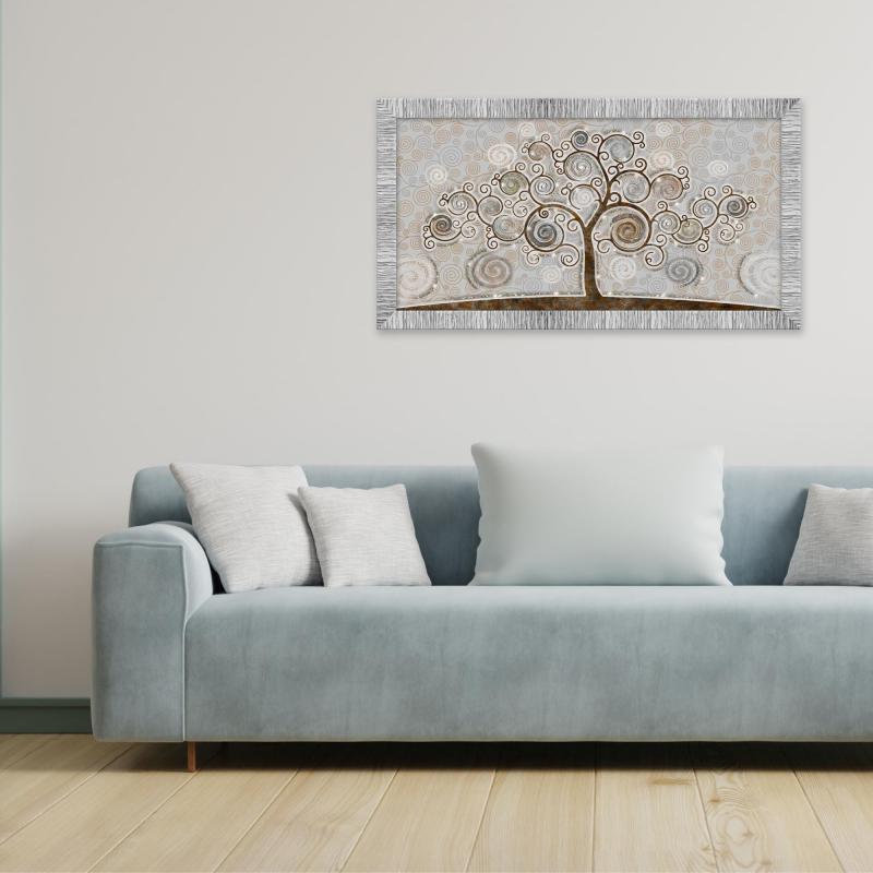 Quadro Moderno Camera da letto soggiorno con cornice GIOVY Bianca Argento TREE MIX 60x110 cm con Glitter tema Albero della Vita del brand Lupia, categoria: Arredo e decorazioni > Quadri e Tele > Quadri con Glitter.