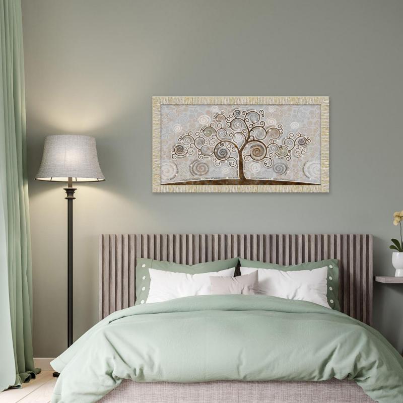 Quadro Moderno Camera da letto soggiorno con cornice GIOVY Bianca Oro TREE MIX 60x110 cm con Glitter tema Albero della Vita del brand Lupia, categoria: Arredo e decorazioni > Quadri e Tele > Quadri con Glitter.